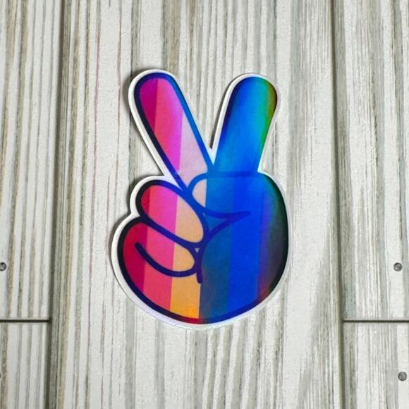 Waterproof Vinyl Sticker "Rainbow Peace Sign" LGBTQ Sticker - Picture 2 of 2